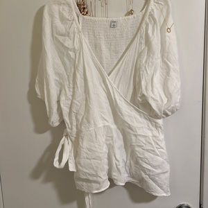 Old Navy White Wrap Blouse